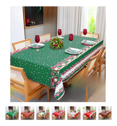 3 Toalha Mesa Natal Quadrada Delicada Estampada 1,40x1,50 