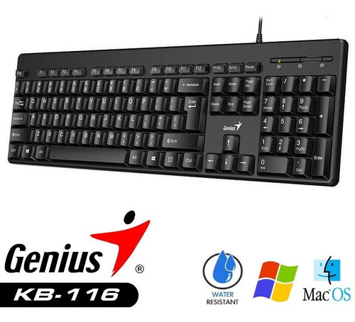 Teclado Diseño Estandar Genius Kb-116 Usb Windows / Mac 