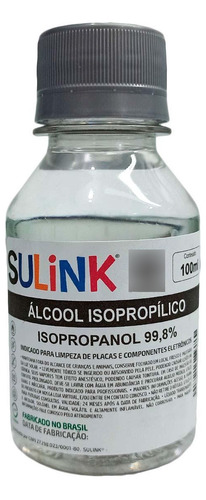 Álcool Isopropílico 99,8% Limpeza Placas Eletrônicos 100ml
