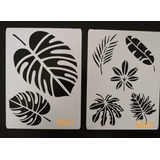 Stencil Hoja Palma Tropical 21x29 Decorativo Combo Kit X 2