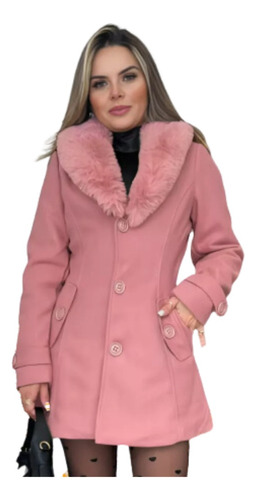 Cabolsa Inverno Feminino Parka Gola Xalé Com Pelinho Forrada