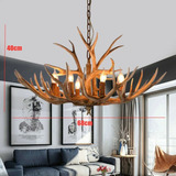 Rustic 6-light Candelabra Chandelier Faux Antler 68cm Wi Lvv