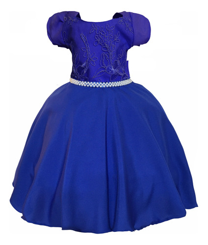  Vestido Festa Infantil Azul Menina Princesa Criança Abc