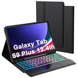 Funda Con Teclado Iluminado Para Samsung Tab S9 Plus Negro