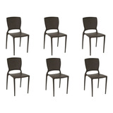 Kit 6 Cadeiras Safira Marrom Tramontina