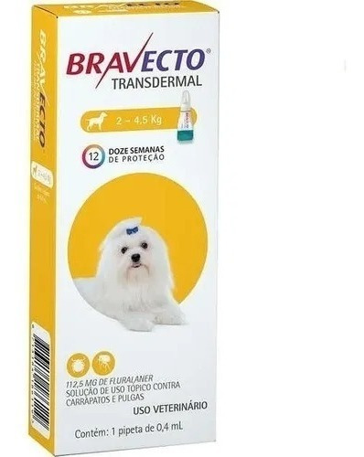 Antipulgas Bravecto Transdermal Cães 2 A 4,5kg 