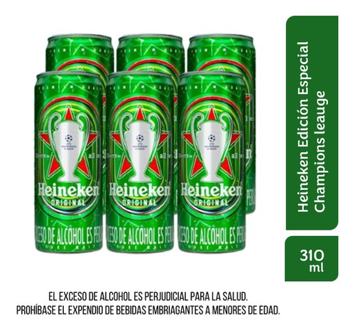 Heineken Champions League 6x310 - mL a $10