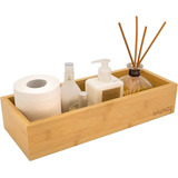 Naumoo - Bandeja De Baño De Bambu Natural   Cesta De Mader