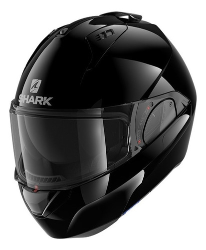 Capacete Escamoteavel Shark Evo Es Blank Blk Preto Liso Fxm