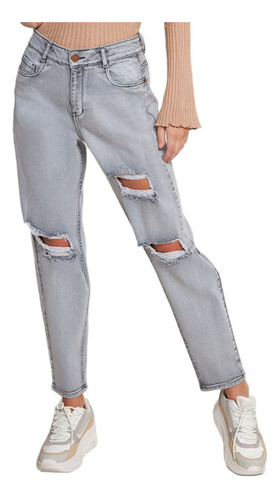 Jeans Mujer Mom 1650 Gris Paradise Jeans