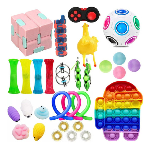 30 Piezas Fidget Toys Pop It Para Niños Adultos W