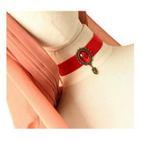 Collar Gargantilla Chokers Cinta Roja Colgante Lagrima Mujer