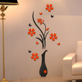 Decoración Acrílico Pared Hermoso Florero Flores Jarron 3d