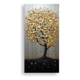 25x50cm Cuadro Original Árbol Negro Dorado Estilizado