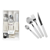 Set De Cubiertos Carol X 24 Piezas + Cubiertero Acero Inox