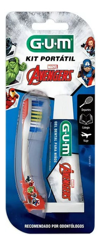 Gum Kit Portatil Niños Avengers Vengadores Cepillo + Gel