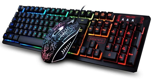 Teclado Y Mouse Gamer Usb Retro Iluminado Led Combo Kit