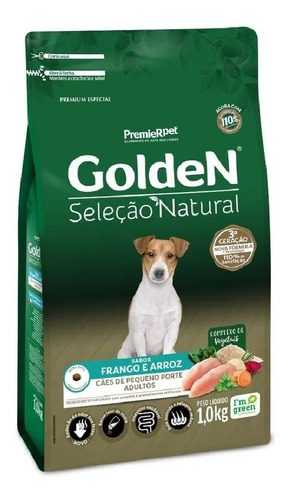 Ração Glden Sel. Natural Adulto Raças Peq. Frango 1kg Full