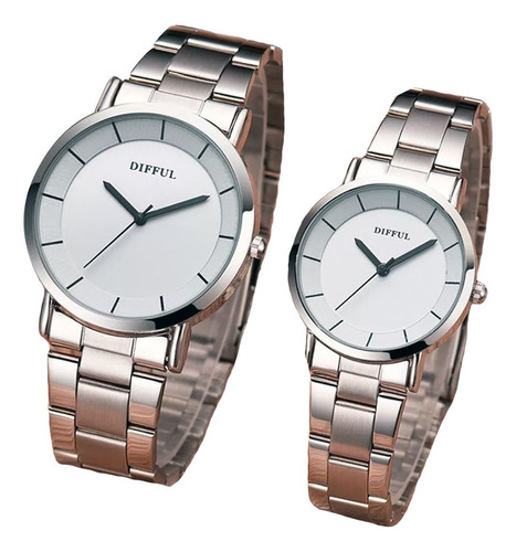 Duo Pareja Relojes Difful Elegantes Acero Inoxidable