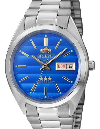 Relogio Orient Masculino Automatico Prata Azul 469wa3f A1sx