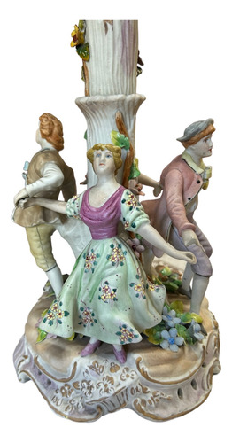 Lampara De Mesa Antigua Con Figura Porcelana Francesa