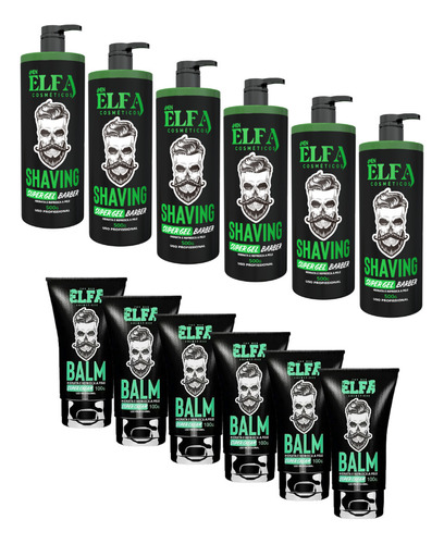 Combo 6 Shaving + 6 Balm Para Barba - Elfa 4 Man