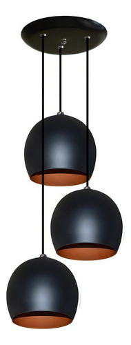 Lustre Para Sala Quarto Cozinha Americana Pendente Luminaria Cor Preto Com Cobre Voltagem 110v/220v