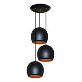 Lustre Para Sala Quarto Cozinha Americana Pendente Luminaria Cor Preto Com Cobre Voltagem 110v/220v