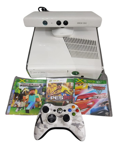 Microsoft Xbox 360 Slim 240gb Branco Com Jogos