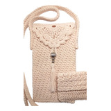 Bandolera Porta Celular Crochet + Portatarjetas