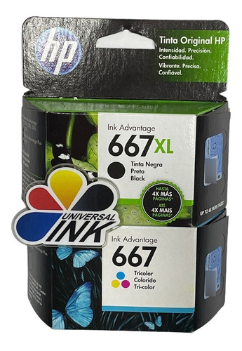 Cartuchos Hp 667xl Negro + 667 Color Estandar Originales