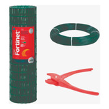 Tela Revestida Belgo 10x5cm-1,02x25m+alicate+1kg Arame Verde