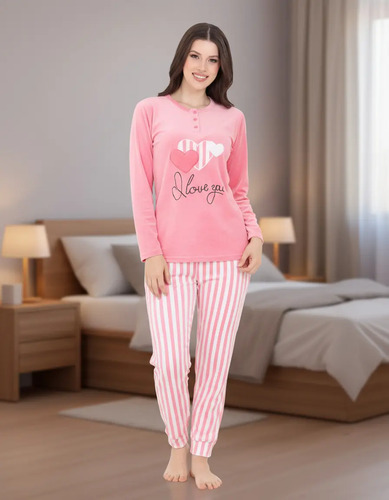 Pijama Mujer 10495 Polar De Terciopelo Calientita Invierno