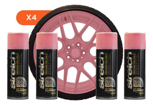  Kit Stretch X4 Pintura Moto Chica Rosa Removible Aerosol