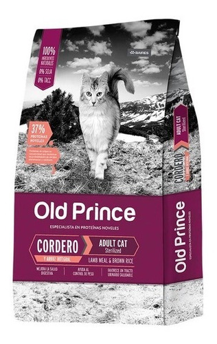 Old Prince Novel Cordero/arroz Para Gato  Esterilizado 7,5kg