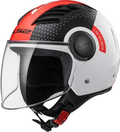 Casco Moto Abierto Ls2 562 Airflow Condor Blanco Negro Rojo