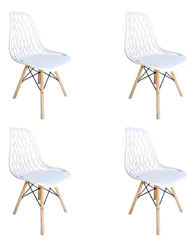 Silla Hogar Eames Calada Dante Flia Hdc Group, Pack X4 Unidades Color Blanco