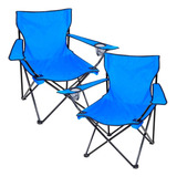 Set 2 Sillas Plegables Pesca Jardin Camping Paseo Bolsa Color Azul