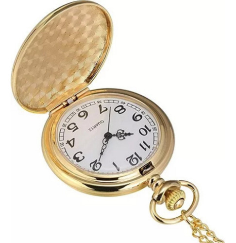 Colgante De Collar Reloj Bolsillo Antiguo Cuarzo Dorado