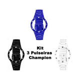 Kit 3 Pulseiras Champion Troca Pulseira Coloridas 