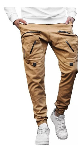 Hombre Cargo Bolsillo Pantalones Streetwear Joggers Hip  J