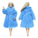 Casaco De Plush Azul + Sapato P/a Boneca Barbie Inverno