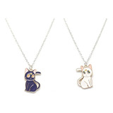 2 Collares Sailor Moon  Dije Gato Luna Y Artemis + Cadenas