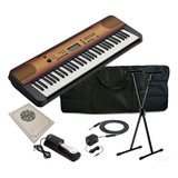 Kit De Teclado Yamaha Psr-e360 Maple + Atril Estuche Pedal +