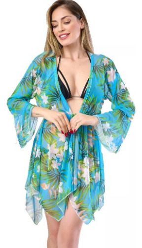 Kit6 Saída De Praia Curto Kimono Vestido Chemisa Luxo Verão