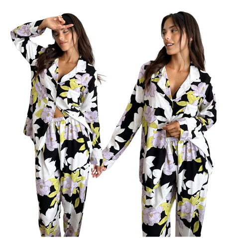 Pijama De Fibrana Estampada Suave Mujer Ideal Para Regalo 