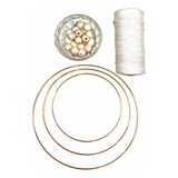 Kit Para Macramé Cordón De 3 Mm - 3 Argollas - 30 Cuentas -