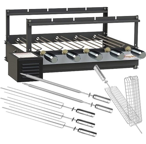 Churrasqueira 5 Espetos Giratórios Grill Rotativo + Brinde!