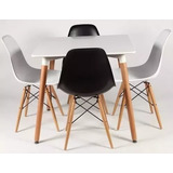 Juego Comedor Mesa 70x70 + 4 Sillas Eames Baires4 Color Negro