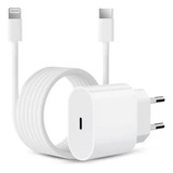 Fonte + Cabo Compatível iPhone SE X Xr 11 12 13pro 14 Usb-c Cor Branco